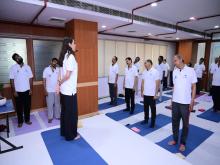 International Yoga Day celebrated at NCR office, Kaushambi