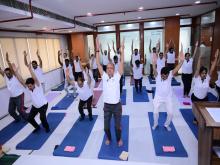 International Yoga Day celebrated at NCR office, Kaushambi