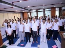 International Yoga Day celebrated at NCR office, Kaushambi