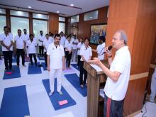 International Yoga Day celebrated at NCR office, Kaushambi