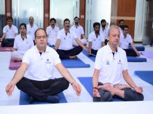 International Yoga Day celebrated at NCR office, Kaushambi
